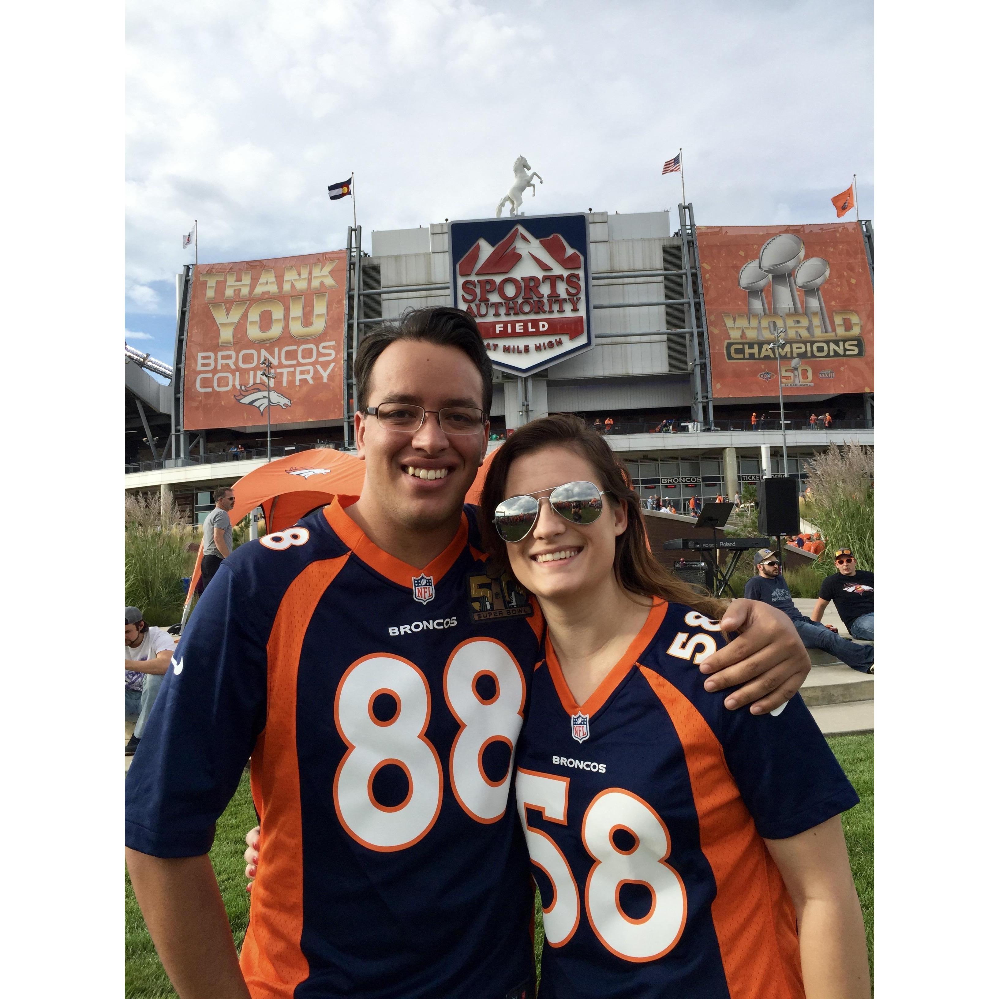 We're both always down for a good ol' football game. Go Broncos!
[The stadium formerly known as Mile High]