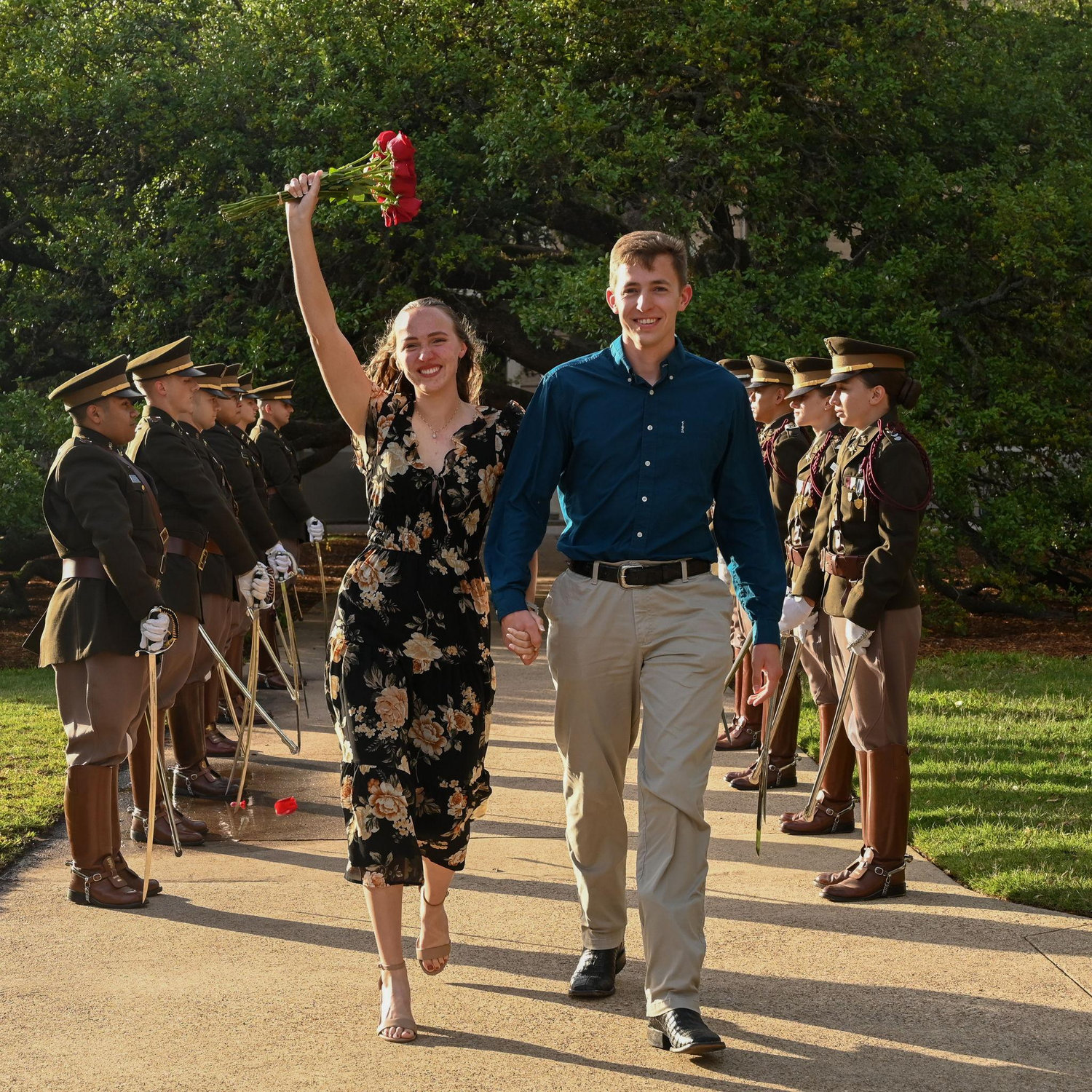 The walk out after their engagement!