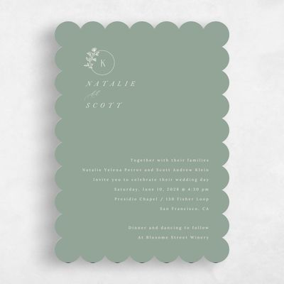 Green Scalloped Wedding Invitation - Positano Classic