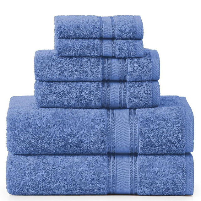 LANE LINEN Luxury Bath Towels Set - 6 Piece Set, 100% Cotton Bathroom Towels, Zero Twist, Quick Dry Shower Towels, Soft Absorbent Bath Towel, 2 Bath Towels, 2 Hand Towels, 2 Wash Cloths - Allure