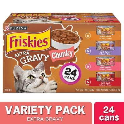 Purina Friskies Gravy Wet Cat Food Variety Pack, Extra Gravy Chunky - 24ct