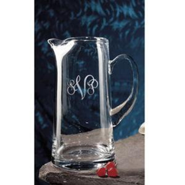 Deep Etched Crystal Monogrammed 95-oz Grande Tankard Pitcher