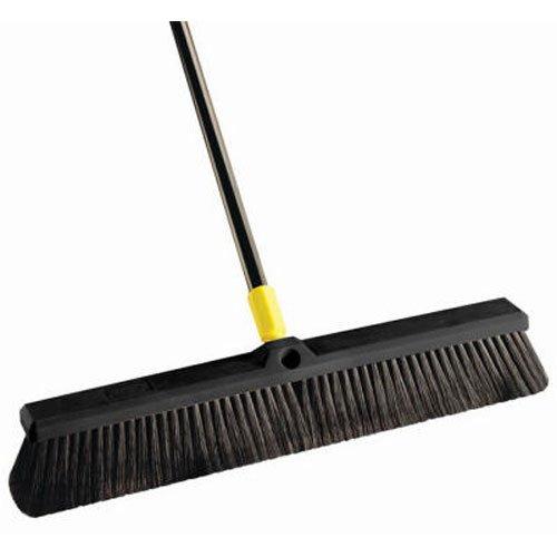 Quickie Bulldozer Smooth Surface Push Broom 24 inch, Black, Sweep and Clean Tile/Sealed Concrete/Other Hard Flooring, Indoor/Outdoor Use, Heavy Duty Cleaning (533)