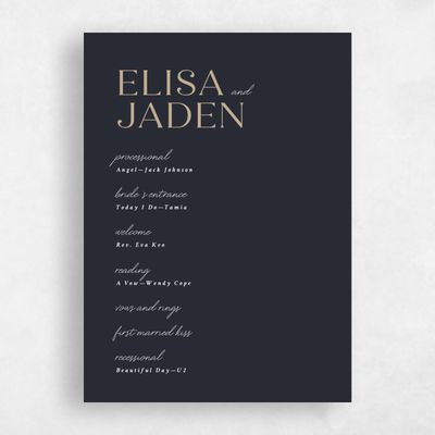 Black Simple Wedding Program - Hippley