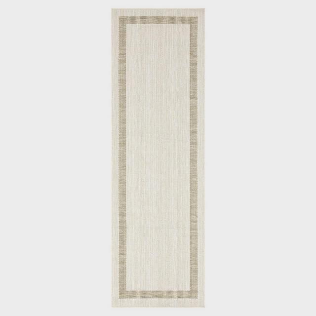 Playa Rug 2'6''x8' Machine Washable Azelia Rectangle Woven Indoor Outdoor Runner Ivory and Jute