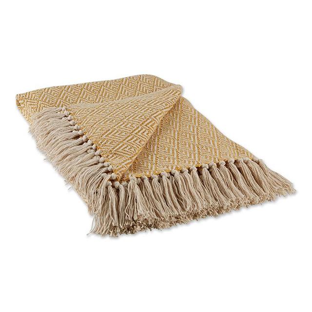 DII Diamond Throw Collection Cotton Woven, 50x60, Honey Gold