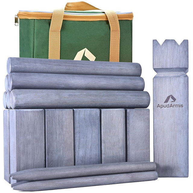 ApudArmis Kubb Yard Game Set, Viking Chess Outdoor Clash Toss Yard Game with Carrying Case - Rubber Wooden Backyard Lawn Games Set for Teenagers Adults Family