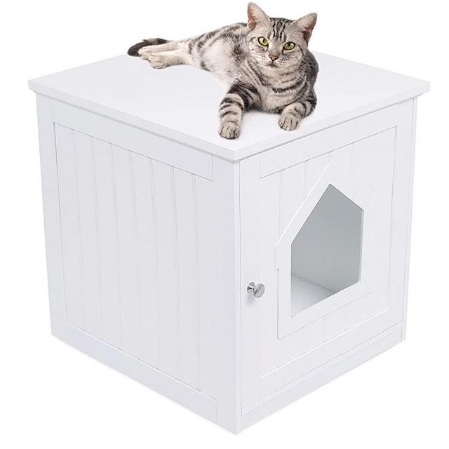 Internet's Best Decorative Cat House & Side Table - Cat Home Nightstand - Indoor Pet Crate - Litter Box Enclosure