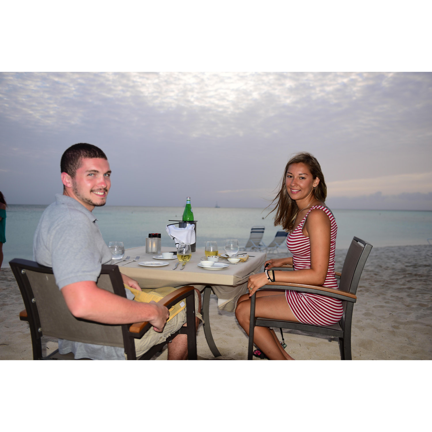 Dinner on the beach in Aruba - our first trip together!
