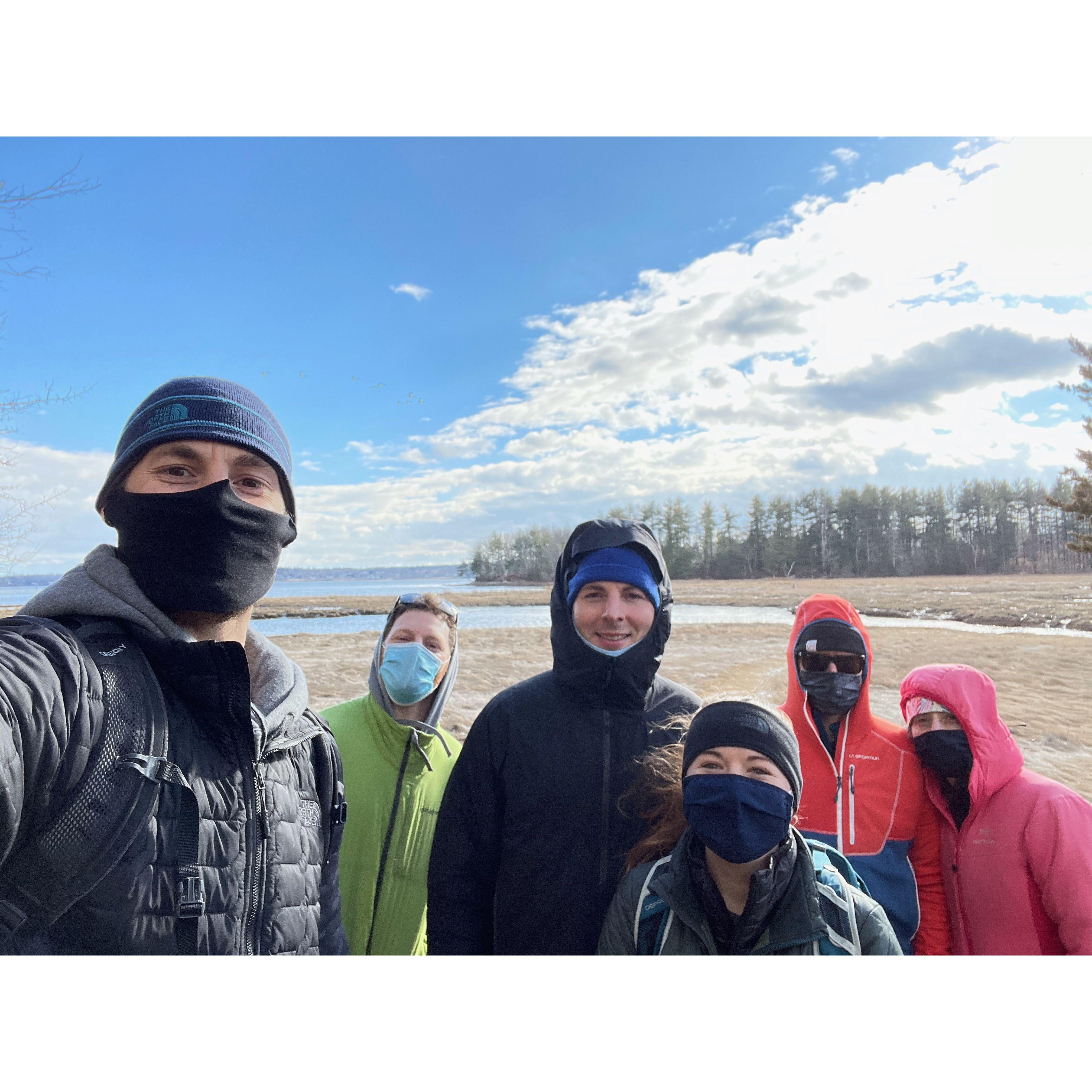 One of our many masked walks (lol) with our pandemic bubble!