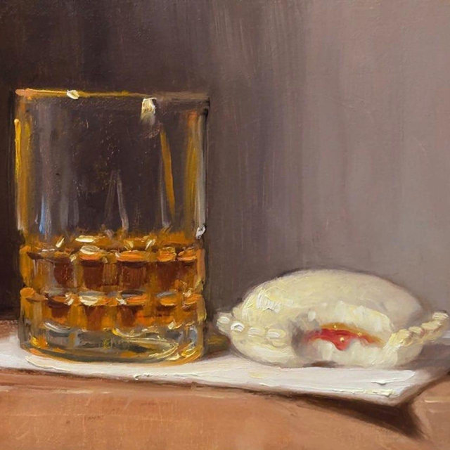 Whiskey & Uncrustable - NOAH VERRIER Original still life oil painting, Signed fine art print