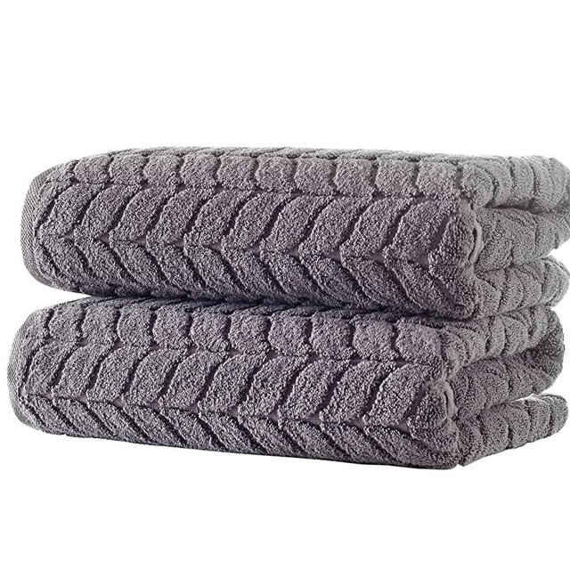 Bagno Milano 100% Turkish Cotton Jacquard Luxury Towel Set – Quick Dry Non-GMO Ultra-Soft, Plush and Absorbent Luxury Durable Turkish Towels Set (Grey, 2 pcs Bath Towel Set)