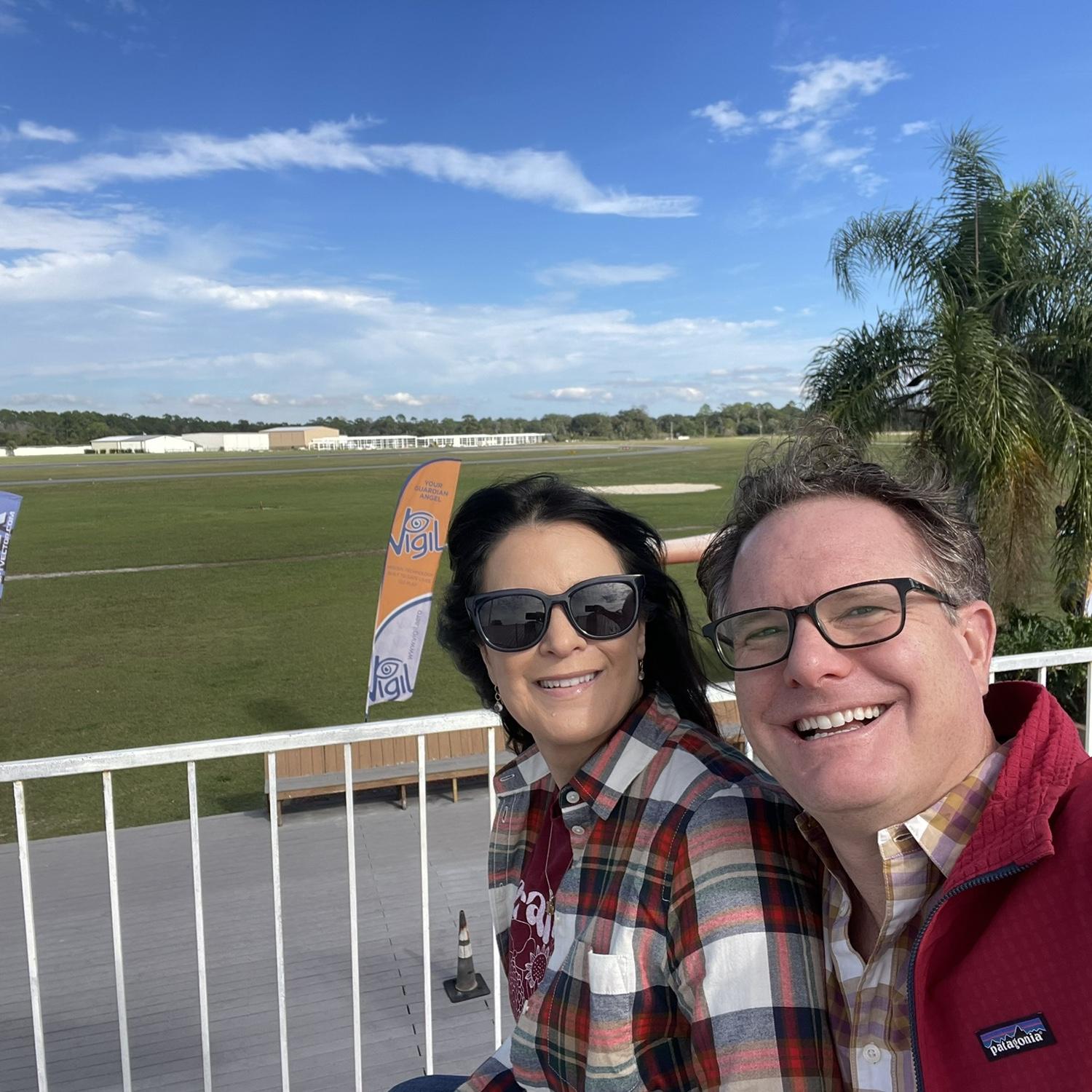 Back in Florida, visiting Kim's mom for Thanksgiving. Deland, FL has world class ski diving and we are watching the landings before dinner!