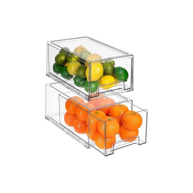Sorbus 2 Pack Large Clear Stackable Pull-Out Drawers - Organization and Storage Containers for Kitchen, Pantry, Bathroom and More