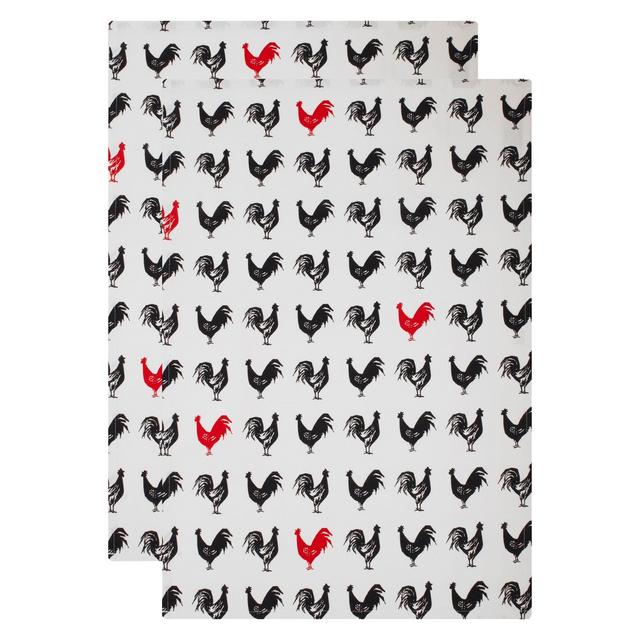 2pk French Hen Kitchen Towel Black/ White - Mu Kitchen