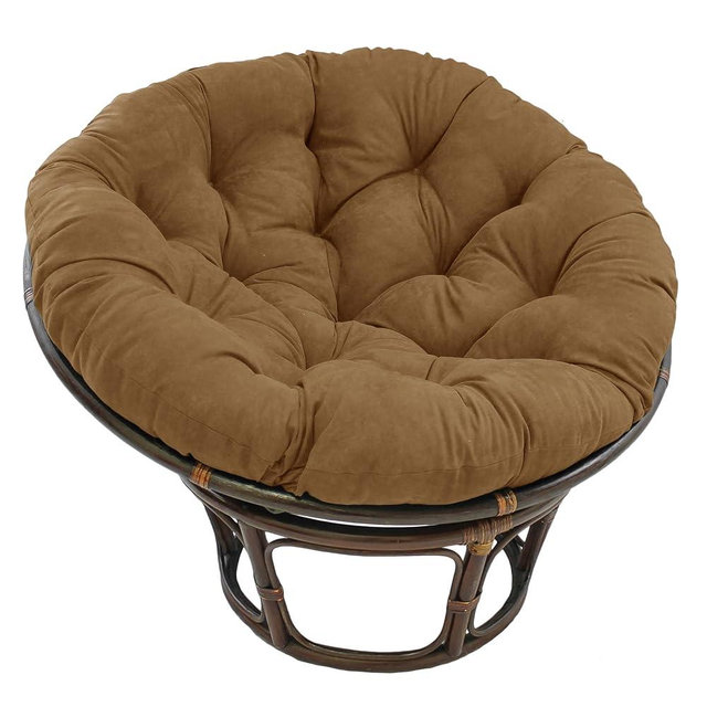 Blazing Needles Solid Microsuede Papasan Chair Cushion, 52" x 6" x 52", Saddle Brown