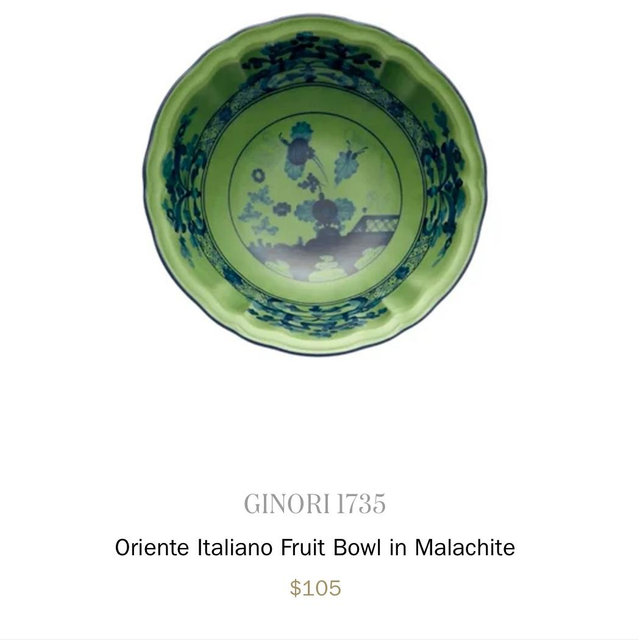 Ginori 1735 Oriente Italiano Fruit Bowl in Malachite