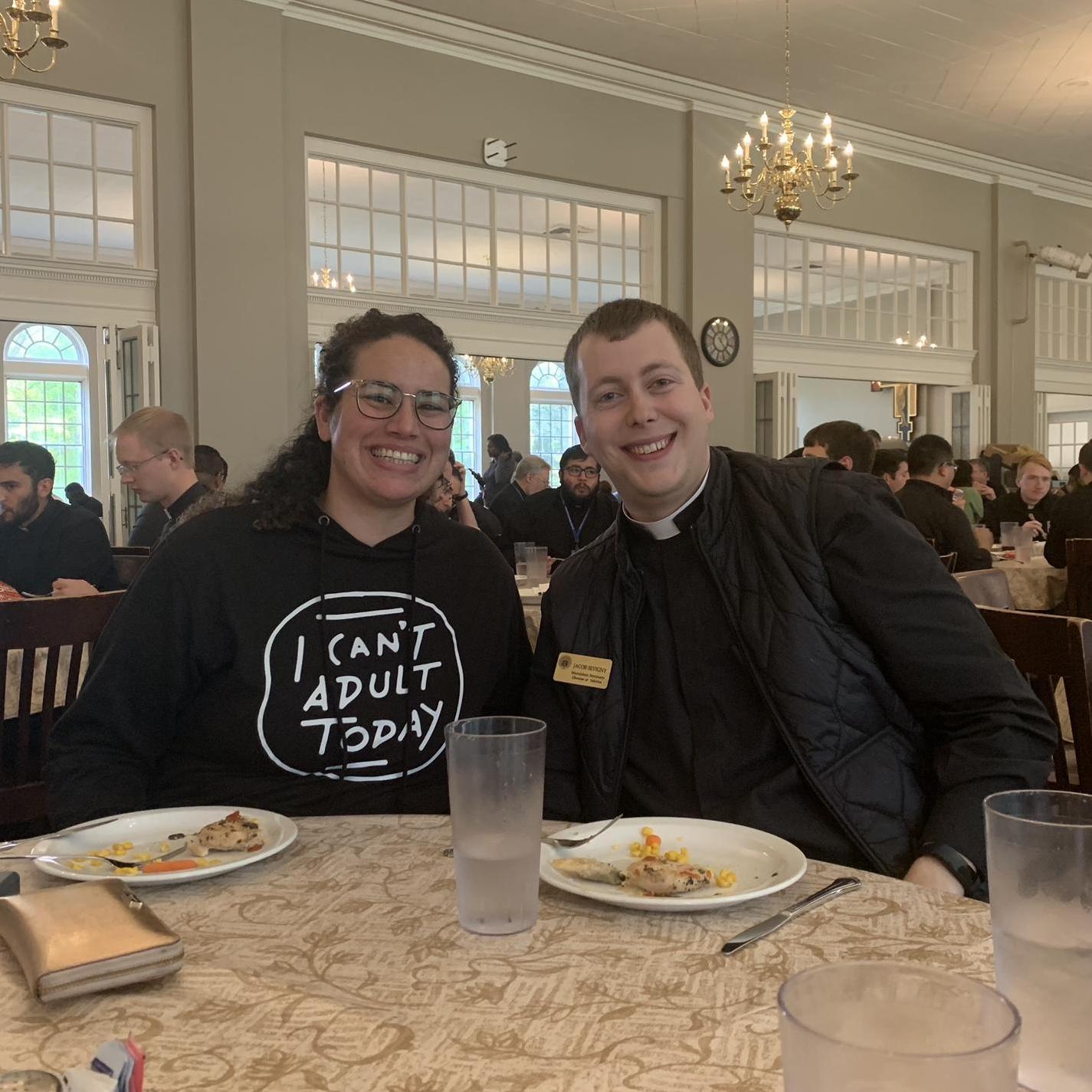Michelle visiting Jacob at Mundelein Seminary in Chicago.