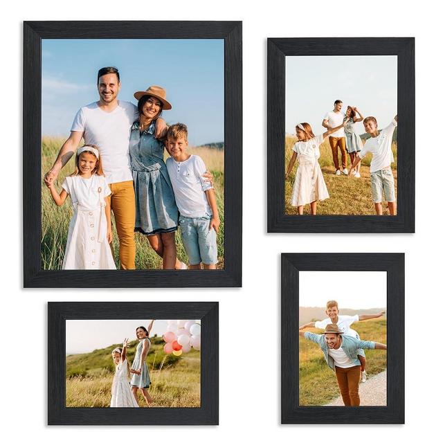 Sheffield Home 4 Piece Gallery Wall Frame Set, 8x10 Inch, 5x7 Inch, and 4x6 Inch, Black