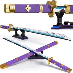 HIGH GODO Anime Cosplay Swords Building Set, 936 Piece One Purple Enma Zoro Sword 38.8IN with Scabbard and Bracket for Adults Teens 14+ (Roronoa Zoro Yamato Sword)
