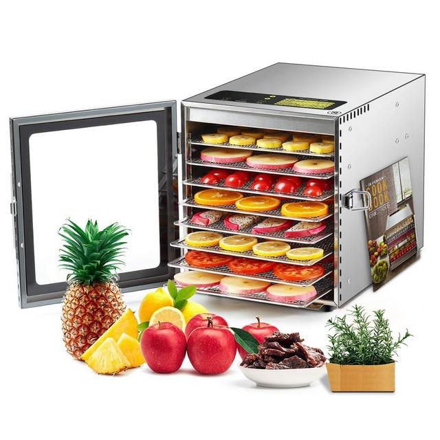 Cercker Food-Dehydrator Machine 8 Stainless Steel Trays, 500W Dehydrator for Herbs, Meat Dehydrator for Jerky, 190ºF Temperature Control, 24H Timer,Dehydrator for Fruits, Veggies, Yogurt & Dog Treats