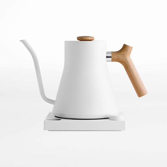 Fellow Stagg EKG Matte White Electric Kettle with Maple Handle