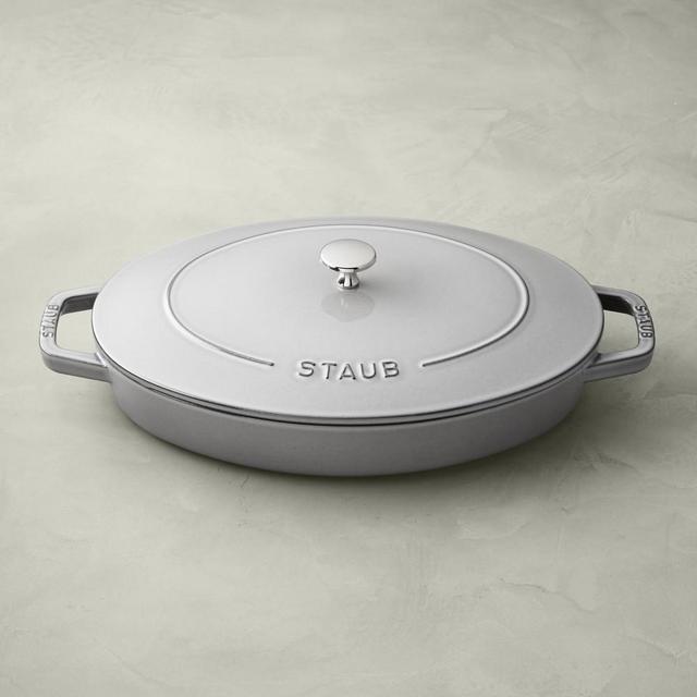 Staub Oval Gratin with Lid, 12 1/2-In, Graphite