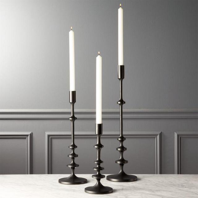 Allis Black Taper Candle Holders Set of 3