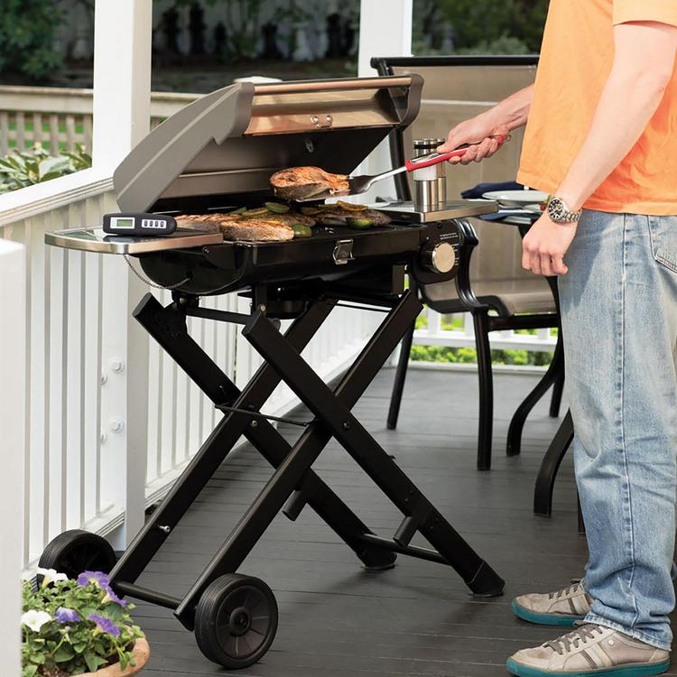 Griller's Choice Outdoor Griddle Grill Propane Flat Top - Hood Included, 4  Shelves and Large Flat Top