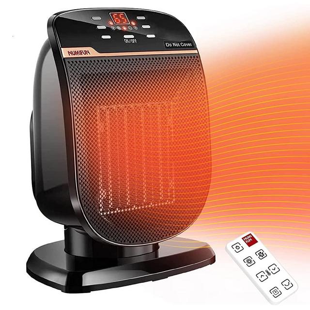 Space Heater Digital Electric Heater Oscillating Portable Heater with Remote Control Thermostat Temperature Timer Set Small Heater for Indoor Use Office Home Tip-Over and Overheat Protection