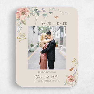 Beige Rounded Wedding Save the Date - Aurelia Photo