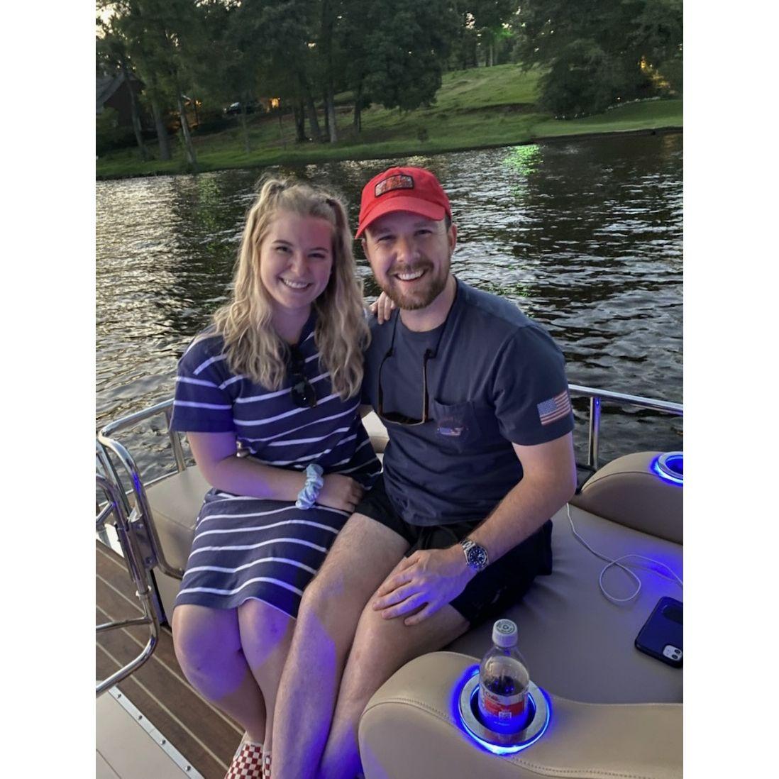 Getting to go out on the boat at Spencer's parents' lake house!