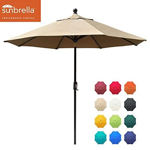 EliteShade Sunbrella 9Ft Market Umbrella Patio Outdoor Table Umbrella with Ventilation and 5 Years Non-Fading Top,Heather Beige