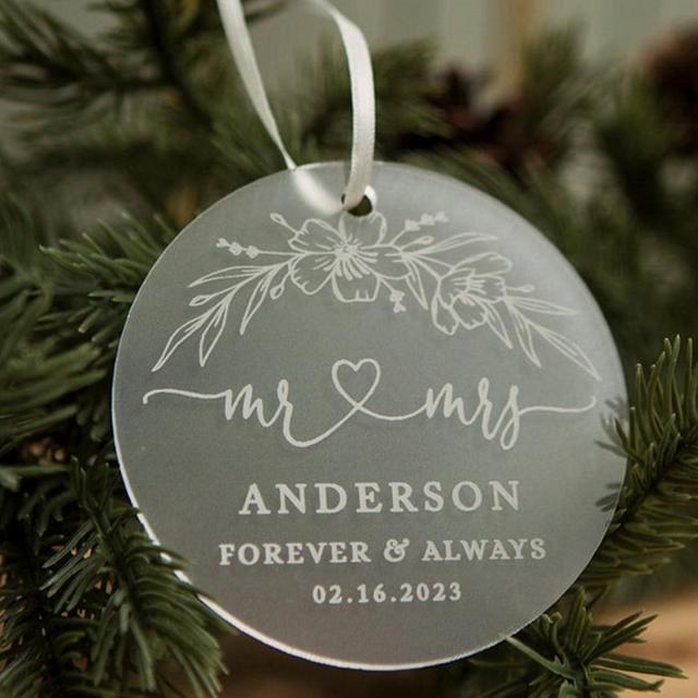 Our First Christmas as Mr and Mrs 2024 Ornament for Newlywed Couples 2024 Wedding Dress Ornament Gift Ideas for Married Couples