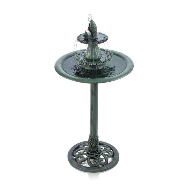Alpine 40" Tiered Pedestal Fountain with Fish Blue
