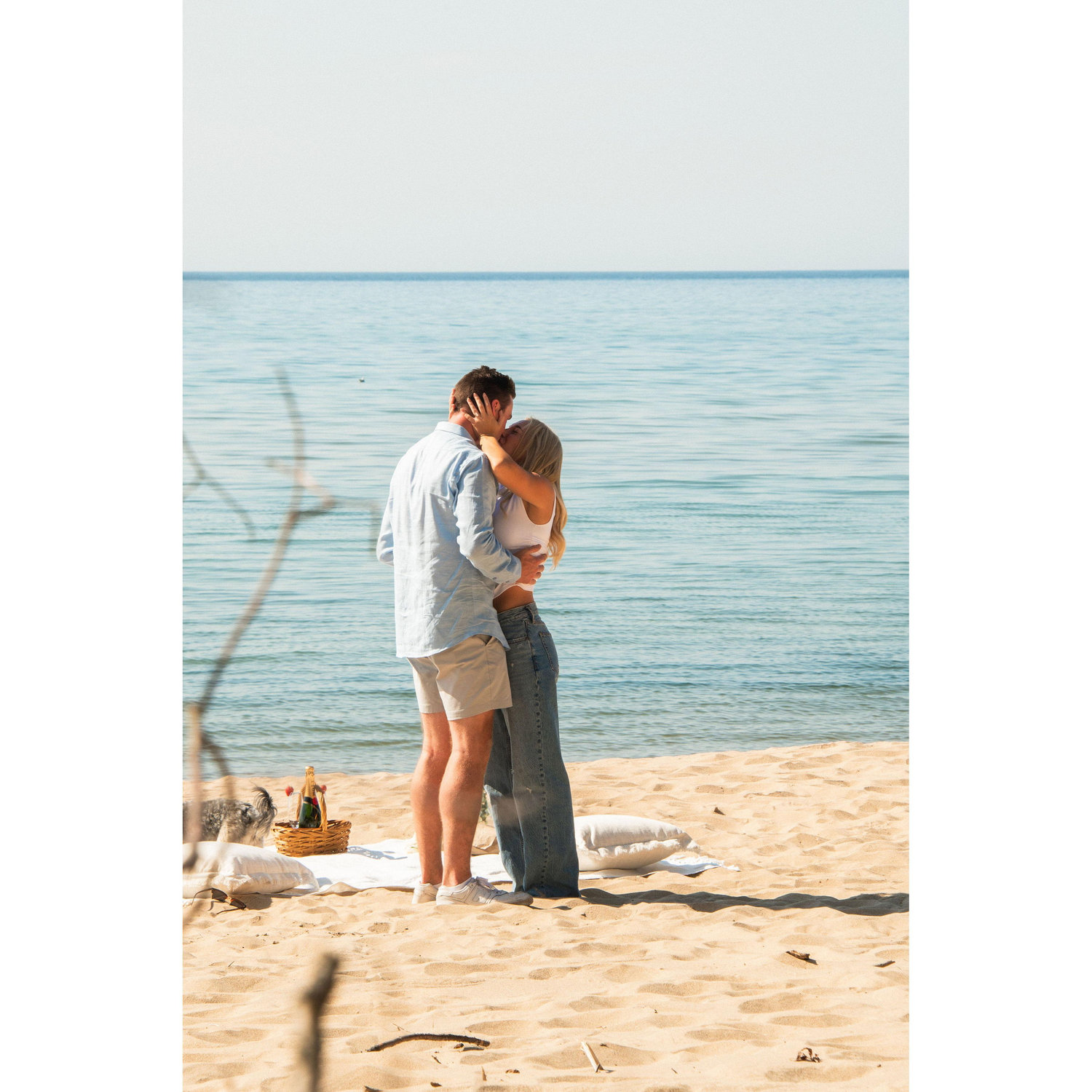 Taylor said yes on a Lake Michigan beach

Berkley got a head start on the charcuterie while Taylor and Paul celebrated