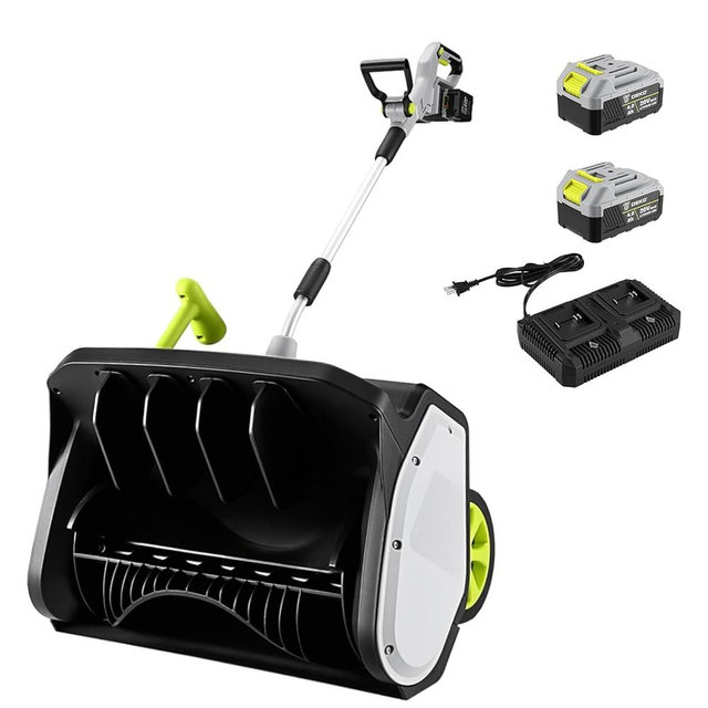 Cordless Snow Shovel: DEKOPRO 40V|17-Inch Cordless Snow Blower，Electric Snow Shove with Adjustable Chute, Lightweight Electric Snow Blower for Sidewalks & Stairs (2×20V Batteries)