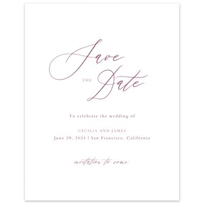Deep Magenta, Purple Wedding Digital Save the Date - Seville Portrait