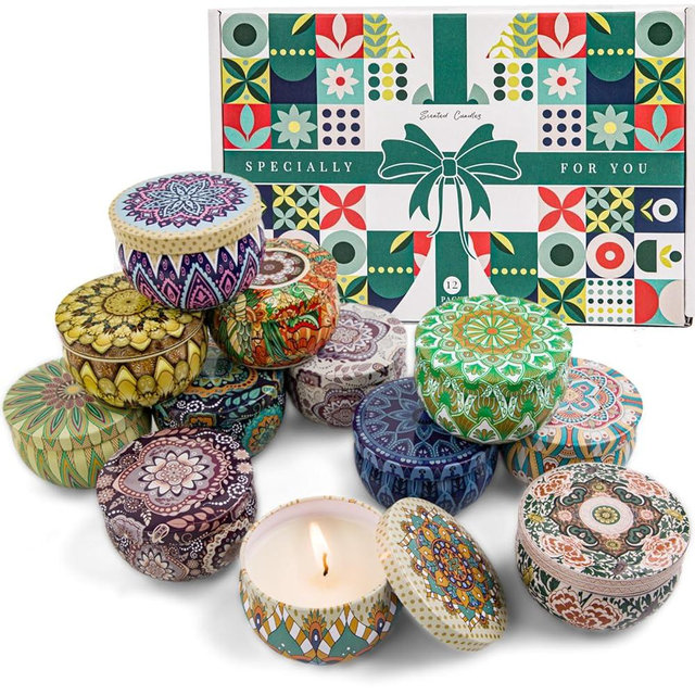 Scented Candles Gift Set, 12 Pack Candles for Home Scented, 21.12 oz Long Lasting Soy Wax Aromatherapy Candle Set with Gift Box, Birthday Gifts for Women