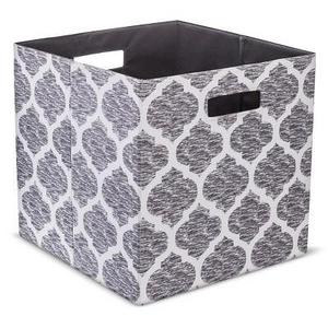 13" Fabric Cube Storage Bin Gray/White - Threshold™