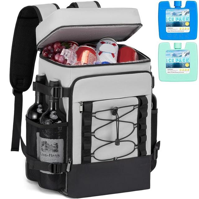 Cooler Backpack with 2pc Ice Packs - 40 Cans Insulated Backpack Cooler for Men & Women, 2 Leak Proof Compartments Lunch Cooler Bag for Picnic, Camping and Beach - MIYCOO
