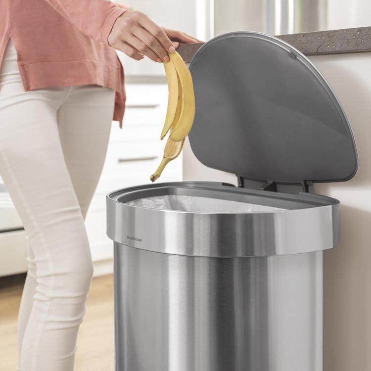 simplehuman, Semi-Round Stainless Steel Step Can with Liner Rim | Zola