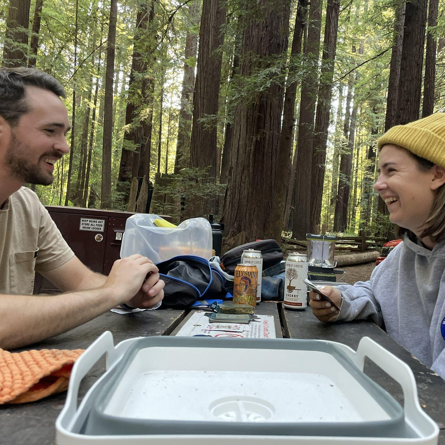 So many camping trips together! This was in the Redwoods