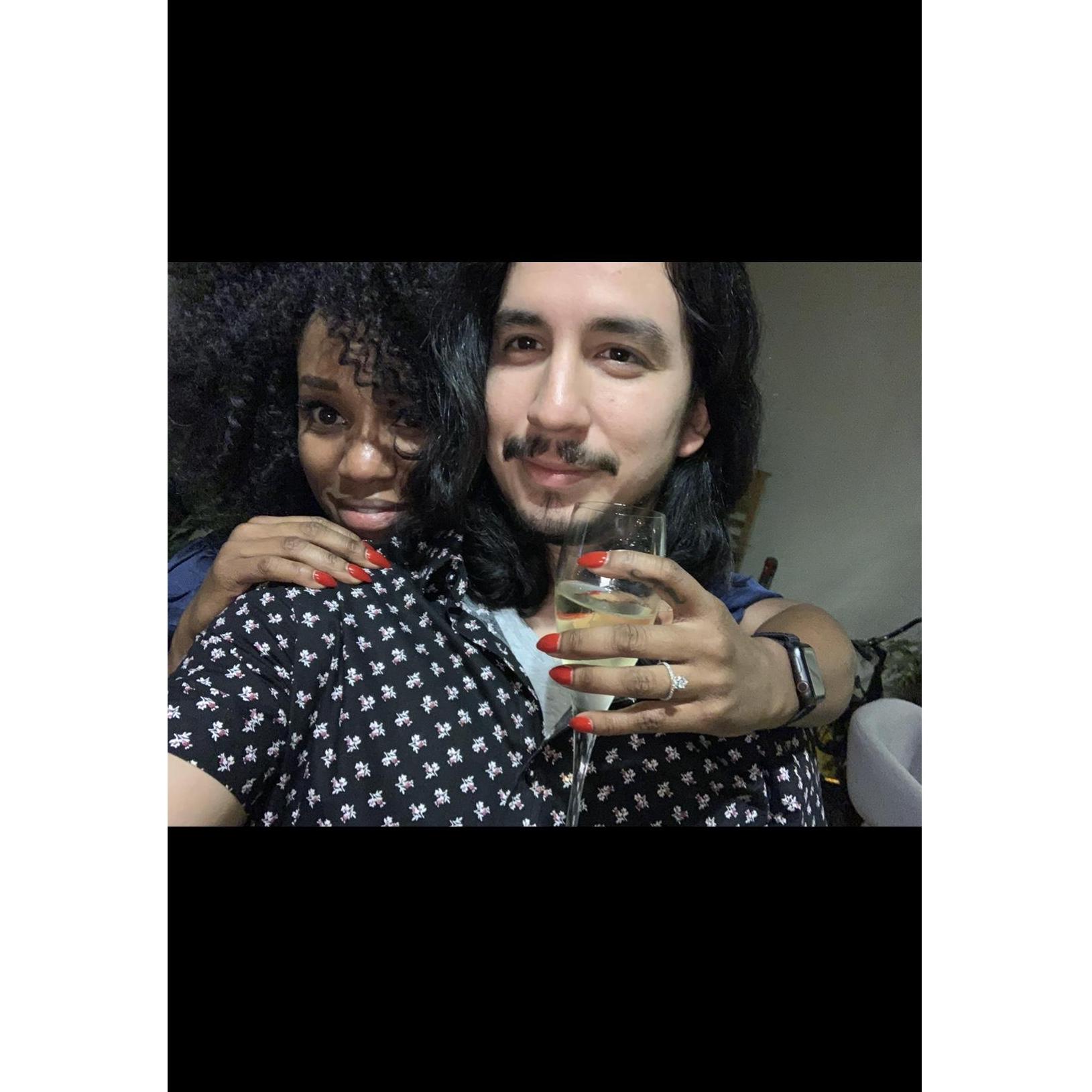 We took this selfie right after we got engaged, Christmas Day 2018.