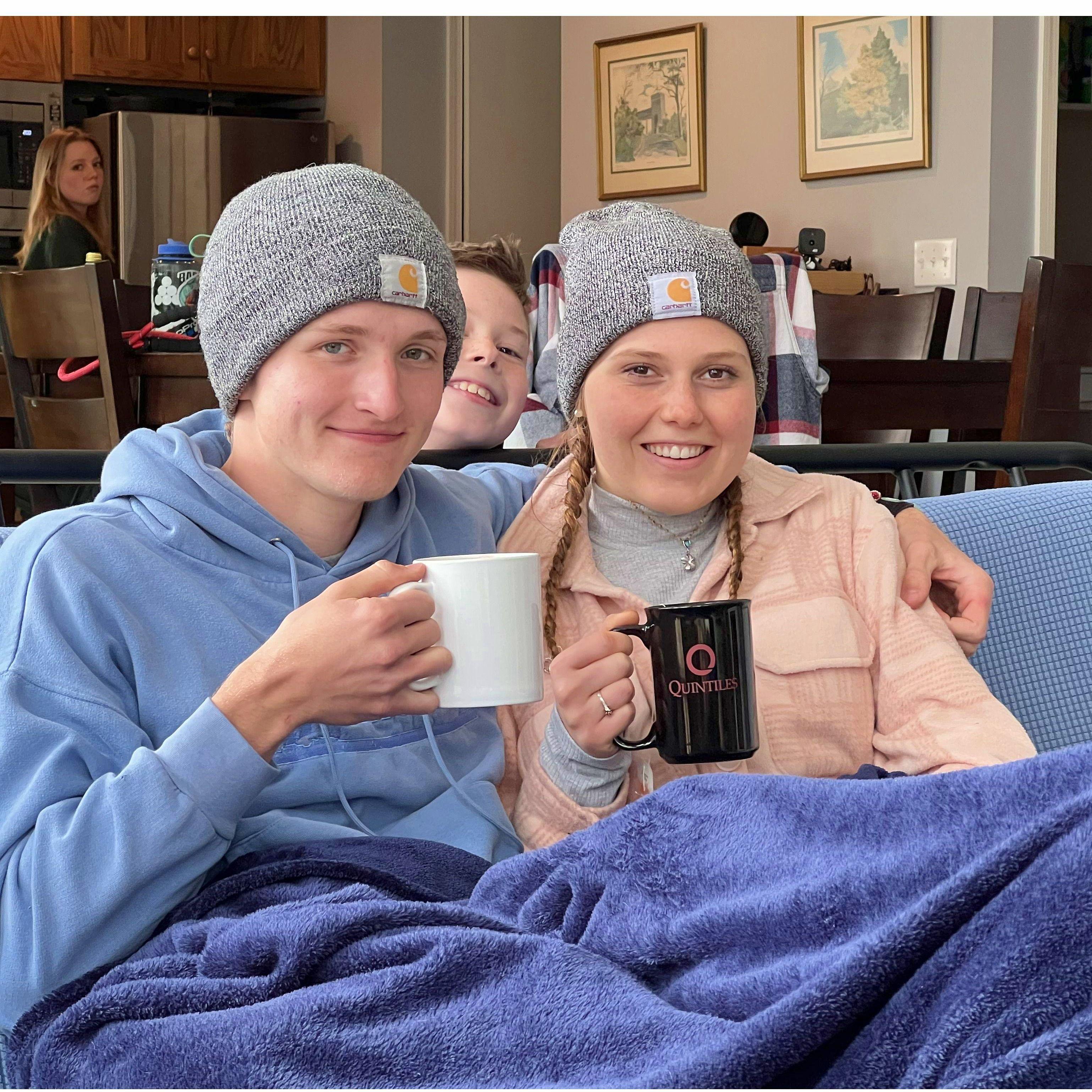 This was us on Julia's 20th birthday! We stayed at a friend's lake house... and had just come inside from fishing in this photo.