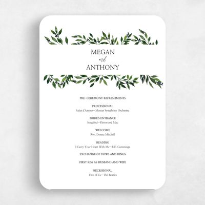 White Rounded Wedding Program - Gingerwood