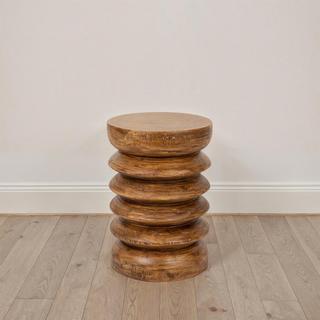 Sylvie Paulownia Wood Stacked Disk End Table