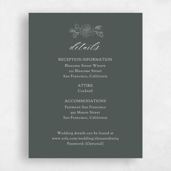 Mauve | Dark Seaweed | Zola Wedding Enclosure Cards