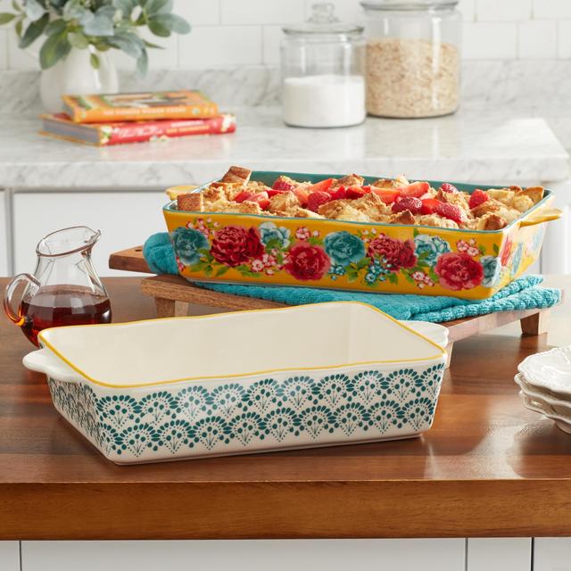 The Pioneer Woman Fiona Floral 2-Piece Rectangular Ceramic Bakers