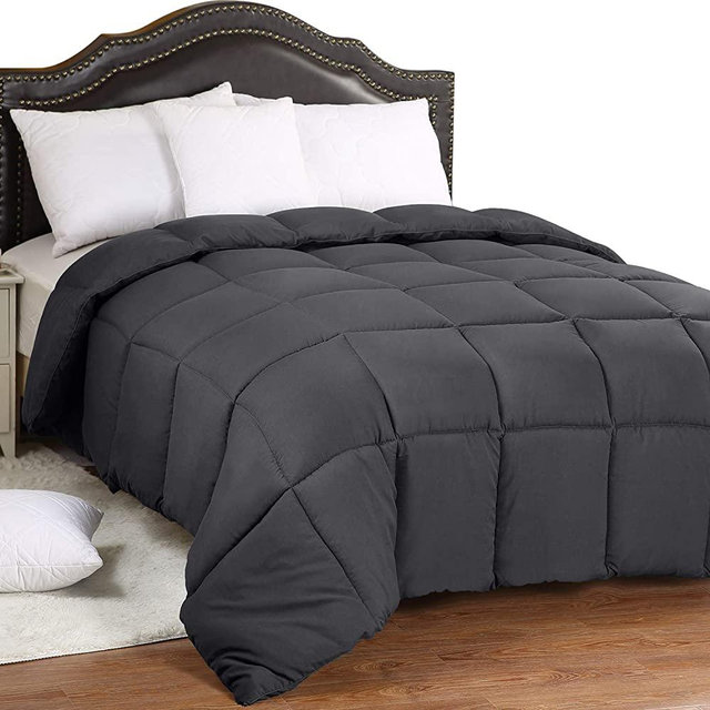 Utopia Bedding All Season 250 GSM Comforter - Soft Down Alternative Comforter - Plush Siliconized Fiberfill Duvet Insert - Box Stitched (Full/Queen, Gray)